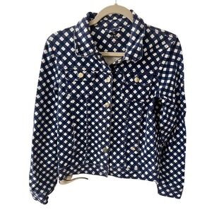 Kate Spade Navy Gingham Jean Jacket - Women's Button Up - Size M - Broome Street